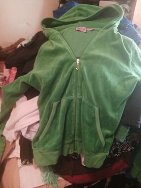 Juicy Couture Green Velour Zip Hoodie